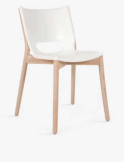 Alessi White Poele Monoshell Steel And Wood Chair 81cm In Neutral