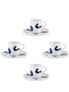 Alessi X Naoto Fukasawa Itsumo Mocha Cups And Saucers (set Of Four) In White
