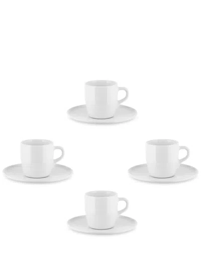 Alessi X Naoto Fukasawa Itsumo Mocha Cups And Saucers (set Of Four) In White