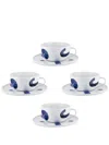 Alessi X Naoto Fukasawa Itsumo Teacups And Saucer (set Of Four) In White