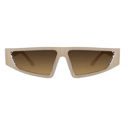 Alessia Alizè Women's White / Brown Bio-acetate Sunglasses Thor Latte