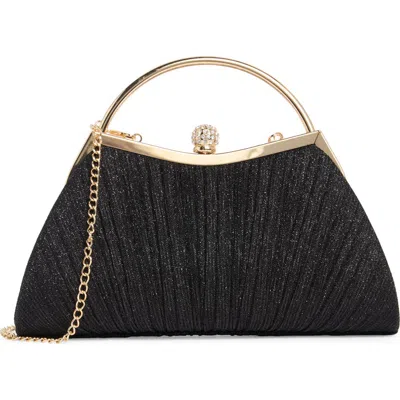 Alessia Bianchi Glitter Curve Frame Clutch In Black