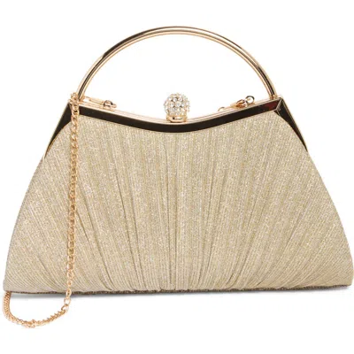 Alessia Bianchi Glitter Curve Frame Clutch<br /> In Champagne