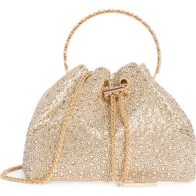 Alessia Bianchi Rhinestone Embellished Bucket Bag Clutch In Gold