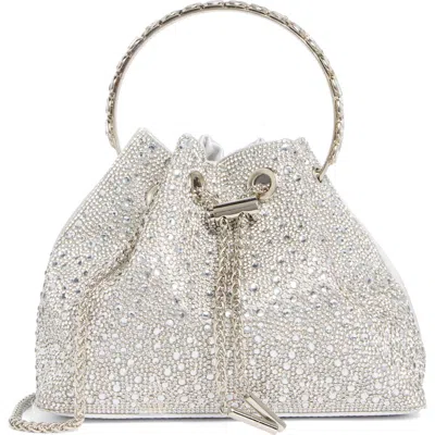 Alessia Bianchi Rhinestone Embellished Bucket Bag Clutch In Silver