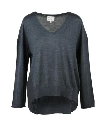 Alessia Santi Asymmetric Knit Sweater With Relaxed Fit And Sequin Detailing In Black