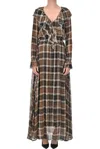 ALESSIA SANTI CHECKED PRINT SILK DRESS