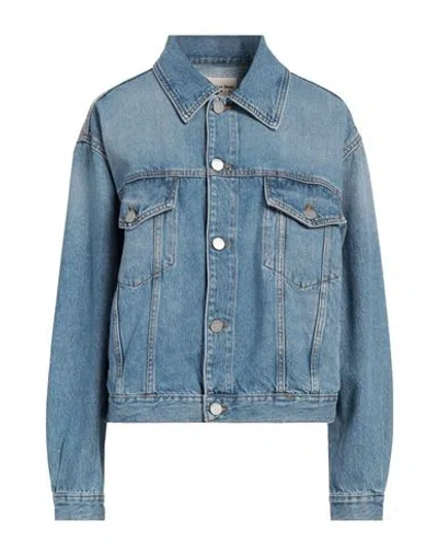 Alessia Santi Denim Woman Denim Outerwear Blue Size 6 Cotton