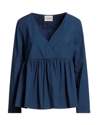 Alessia Santi Denim Woman Top Navy Size 4 Cotton, Polyamide, Elastane In Navy Blue