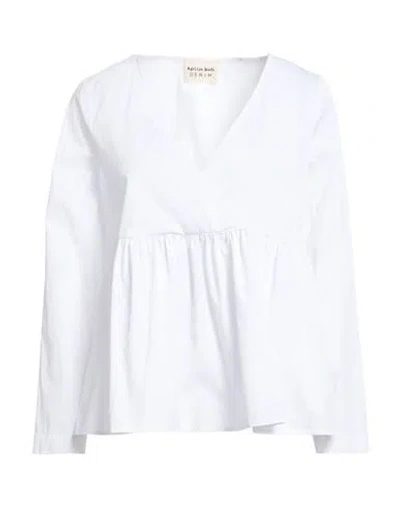 Alessia Santi Denim Woman Top White Size 6 Cotton, Polyamide, Elastane