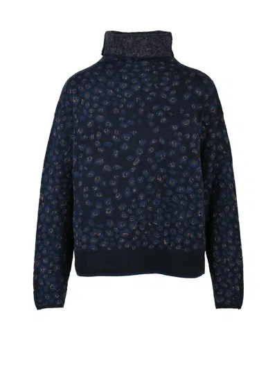 Alessia Santi High Neck Sweater With Metallic Fiber Accents In Multi