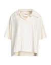 Alessia Santi Loisirs Woman Polo Shirt Cream Size 0 Cotton In White