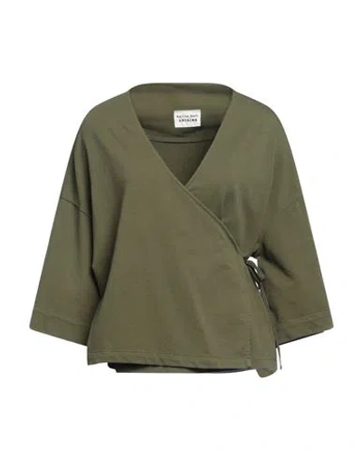 Alessia Santi Loisirs Woman Sweatshirt Military Green Size 2 Cotton, Elastane
