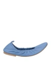 Alessia Santi Woman Ballet Flats Azure Size 9 Leather In Blue