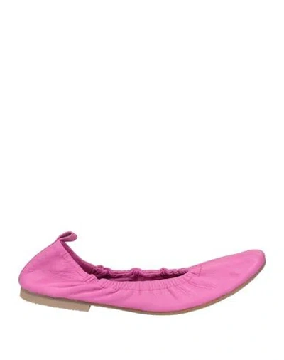 Alessia Santi Woman Ballet Flats Fuchsia Size 9 Leather In Pink