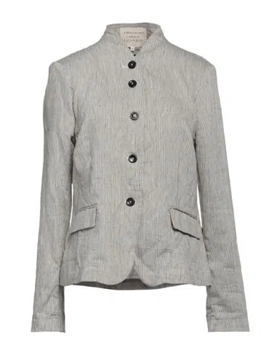 Alessia Santi Woman Blazer Beige Size 10 Linen, Polyester, Cotton In Gray