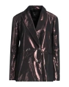 Alessia Santi Woman Blazer Bronze Size 6 Polyester, Metallic Fiber In Yellow