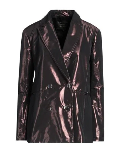 Alessia Santi Woman Blazer Bronze Size 6 Polyester, Metallic Fiber In Yellow