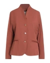 Alessia Santi Woman Blazer Brown Size 10 Cotton, Polyamide, Elastane In Blue