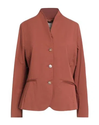 Alessia Santi Woman Blazer Brown Size 10 Cotton, Polyamide, Elastane In Blue