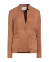 Alessia Santi Woman Blazer Camel Size 10 Viscose, Linen