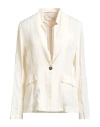 Alessia Santi Woman Blazer Ivory Size 10 Linen
