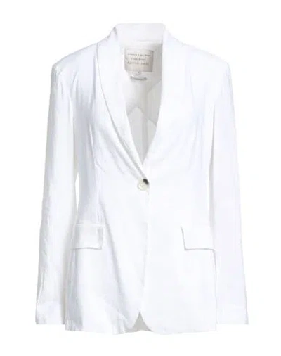 Alessia Santi Woman Blazer Ivory Size 10 Linen, Viscose, Elastane In White