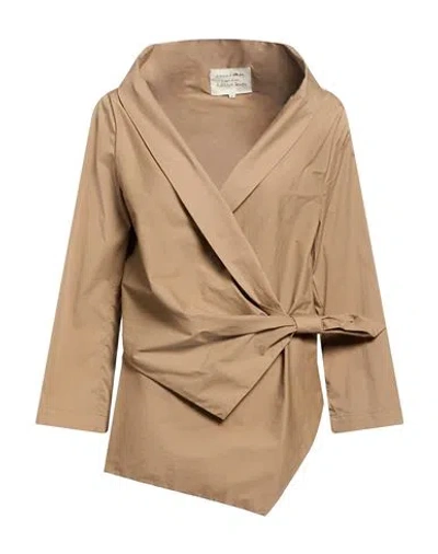 Alessia Santi Woman Blazer Light Brown Size 6 Cotton, Polyamide, Elastane