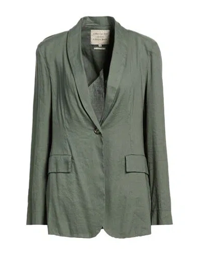 Alessia Santi Woman Blazer Military Green Size 10 Linen, Viscose, Elastane