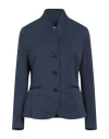 Alessia Santi Woman Blazer Navy Size 10 Cotton, Polyamide, Elastane In Blue