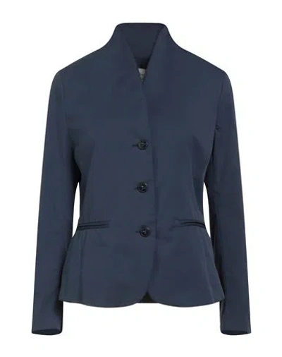 Alessia Santi Woman Blazer Navy Size 10 Cotton, Polyamide, Elastane In Blue