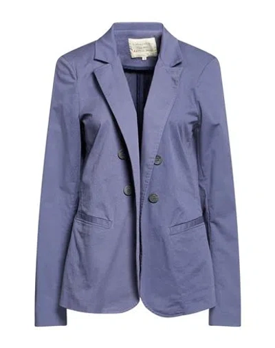 Alessia Santi Woman Blazer Navy Size 12 Cotton, Elastane In Blue