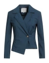 Alessia Santi Woman Blazer Navy Size 6 Cotton, Polyamide, Elastane In Blue