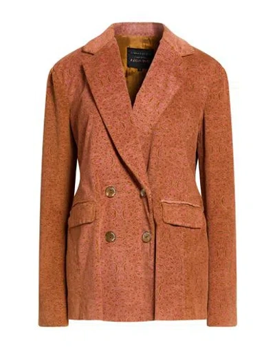 Alessia Santi Woman Blazer Rust Size 6 Cotton, Elastane, Viscose In Brown