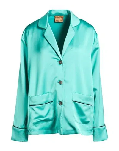 Alessia Santi Woman Blazer Turquoise Size 10 Polyester In Blue