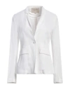 ALESSIA SANTI ALESSIA SANTI WOMAN BLAZER WHITE SIZE 10 VISCOSE, LINEN