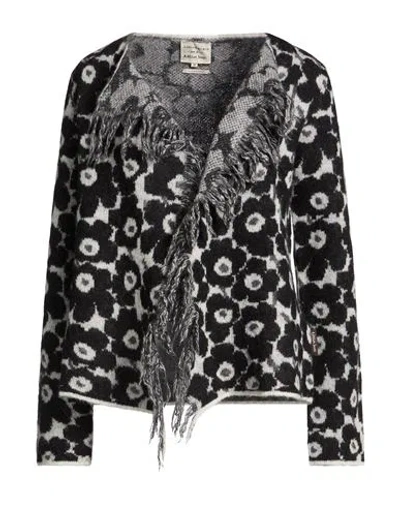 Alessia Santi Woman Cardigan Black Size 2 Alpaca Wool, Polyamide, Wool