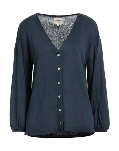 Alessia Santi Woman Cardigan Navy Blue Size 4 Linen