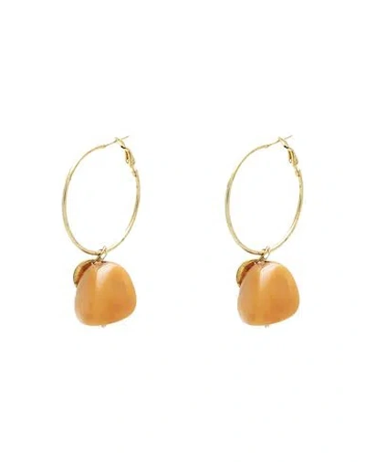 Alessia Santi Woman Earrings Khaki Size - Polyester, Glass In Beige