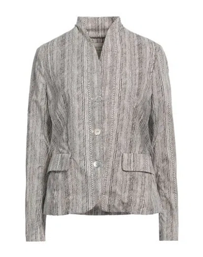Alessia Santi Woman Jacket Black Size 10 Cotton In Gray