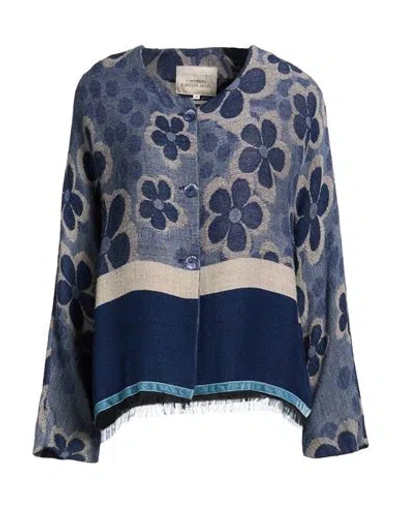 Alessia Santi Woman Jacket Blue Size 3 Acrylic, Modal, Wool, Alpaca Wool