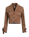 Alessia Santi Woman Jacket Brown Size 10 Cotton, Elastane In Brown