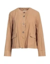 Alessia Santi Woman Jacket Camel Size 6 Cotton In Beige