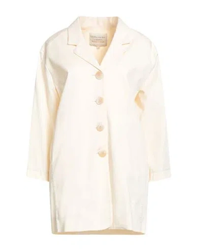 Alessia Santi Woman Jacket Cream Size 10 Cotton, Elastane In Nude