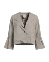 Alessia Santi Woman Jacket Grey Size 4 Linen, Cotton, Elastane