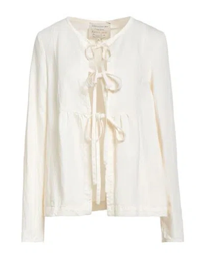 Alessia Santi Woman Jacket Ivory Size 10 Lycra, Linen In Neutral