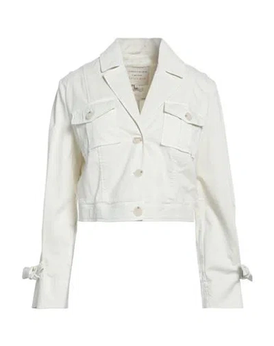 Alessia Santi Woman Jacket Ivory Size 8 Cotton, Elastane In White