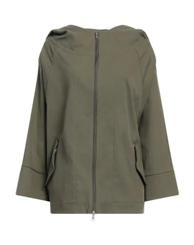 Alessia Santi Woman Jacket Military Green Size 10 Cotton, Polyamide, Elastane
