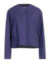 Alessia Santi Woman Jacket Purple Size 6 Linen, Cotton, Elastane In Blue