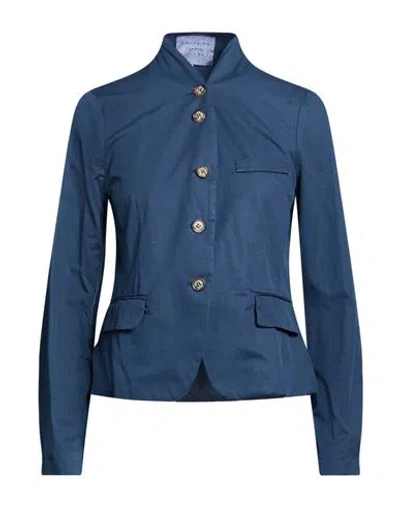 Alessia Santi Woman Jacket Slate Blue Size 10 Linen, Cotton, Elastane
